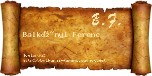 Balkányi Ferenc névjegykártya