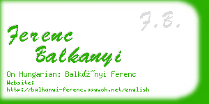 ferenc balkanyi business card